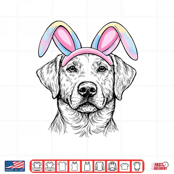 Design Vintage Labrador Retriever Easter Bunny Ears Retriever Dog Shirt