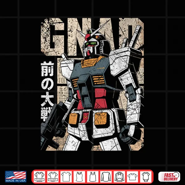 Design Vintage Mecha Robot Japanese Anime Style Retro Battle Suit Shirt 2
