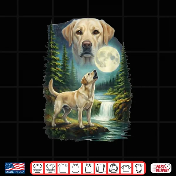 Design Vintage Night Labrador Retriever Howling Moon Retro Dog Art Shirt