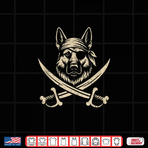 Design Vintage Pirate German Shepherd Crossbones Dog Lover Shirt