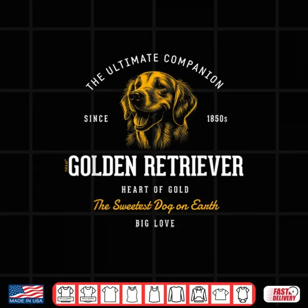Design Vintage Styled Retro Golden Retriever Professional Graphic Shirt