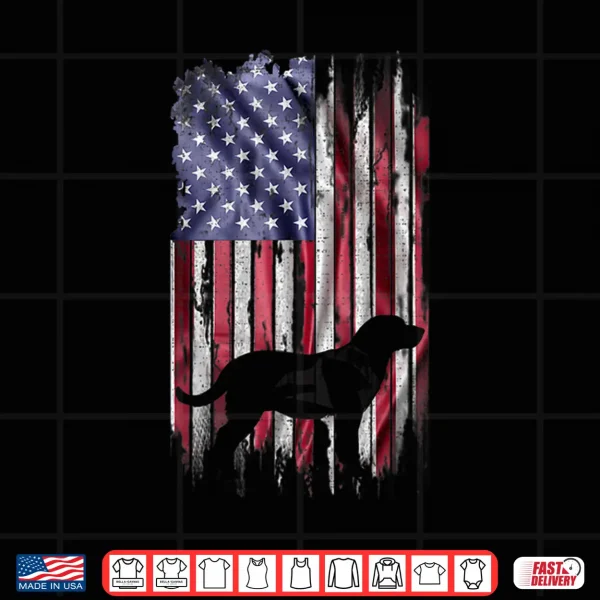 Design Vintage USA Flag Love Labrador Retriever Dog Lab Silhouette Shirt
