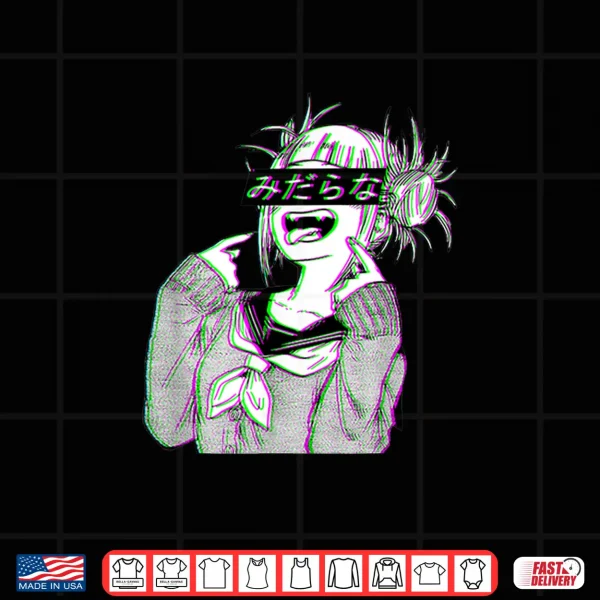 Design Waifu Anime Neko Vaporwave Glitch Manga Girl Shirt