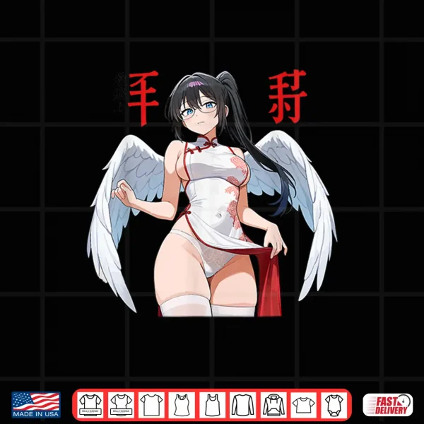 Design Waifu Sexy Anime Girl Angel Devil Wings Japanese Art Shirt