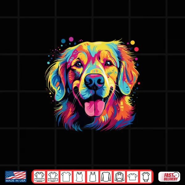 Design Watercolor Colorful Golden Retriever Dog Shirt