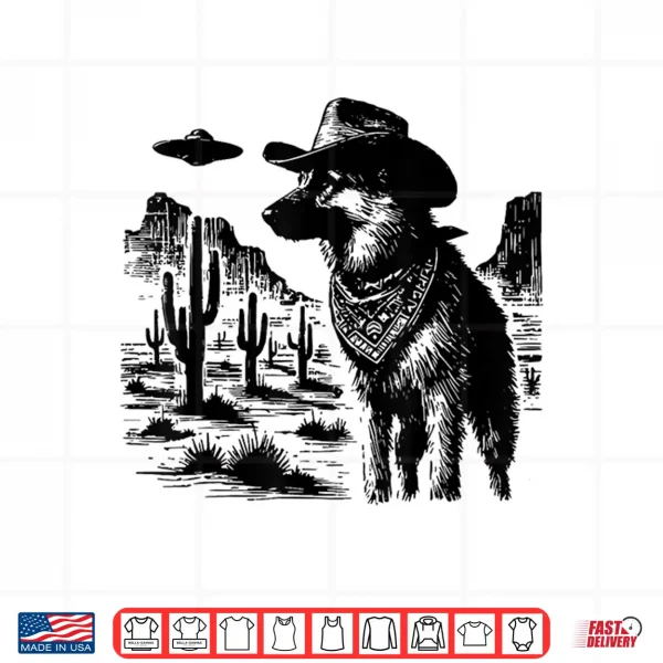 Design Western German Shepherd UFO Dog Alien Cowboy GSD Ranch Shirt