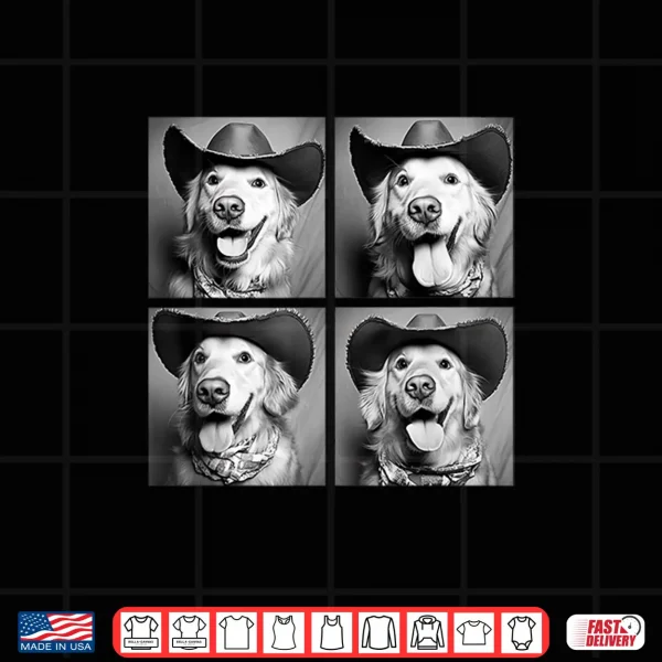 Design Western Golden Retriever Funny Cowboy Dogs Cute Pet Owner Shirt