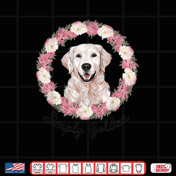 Design White English Cream Golden Retriever Cute Simply Golden Shirt