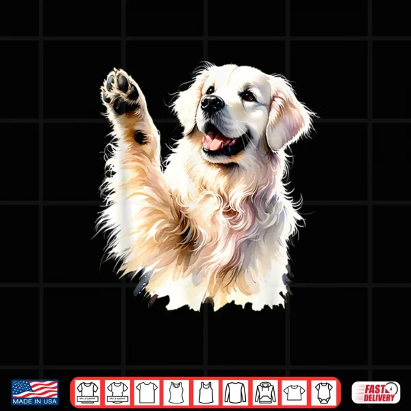 Design White English Cream Golden Retriever Funny Pooch Paw Canine Shirt