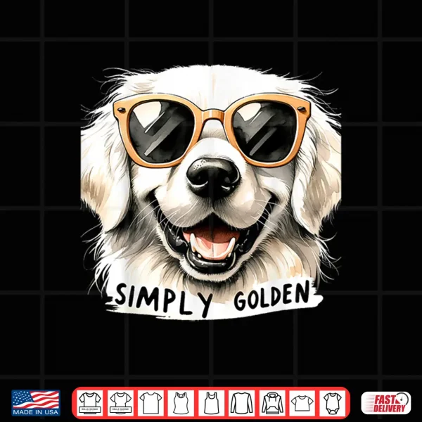 Design White English Cream Golden Retriever Glasses Simply Golden Shirt