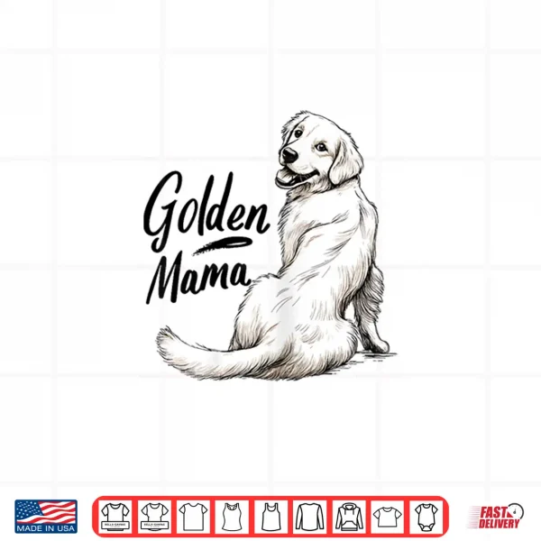 Design White English Cream Golden Retriever Golden Mama Shirt