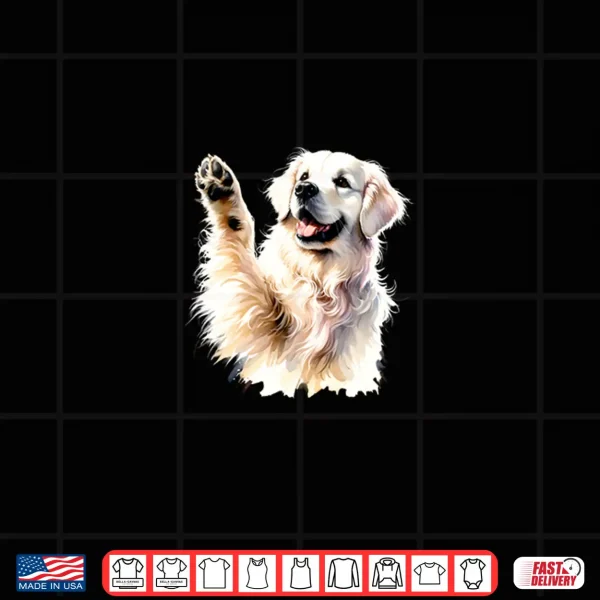 Design White English Cream Golden Retriever Paw Canine Pooch Fun Shirt