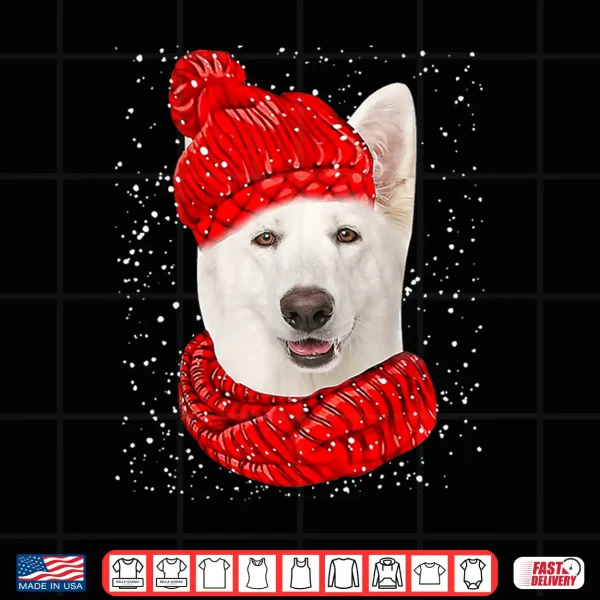 Design White German Shepherd Dog Scarf Christmas Sweater Xmas Pet Shirt