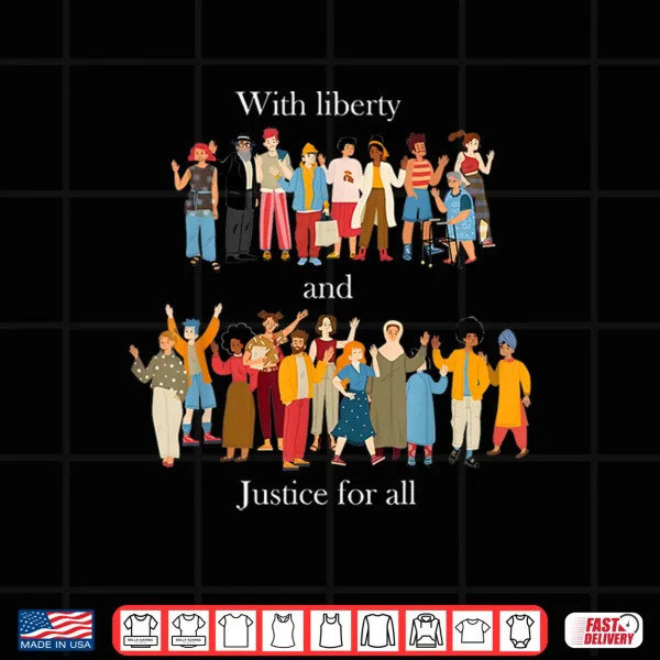 Design With Liberty Justice For All Rainbow LGBT Gay Pride Month Shirt