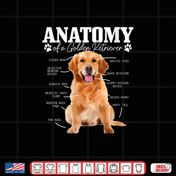 Design Womens Anatomy Of A Golden Retriever Funny Cute Dog Mom Dad Shirt