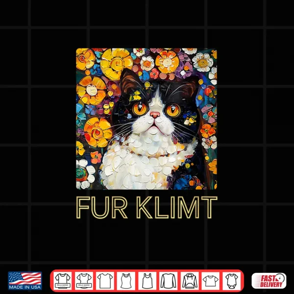 Design Womens Cat in Klimt Painting Cat Lover Exotic Shorthair Artist Shirt