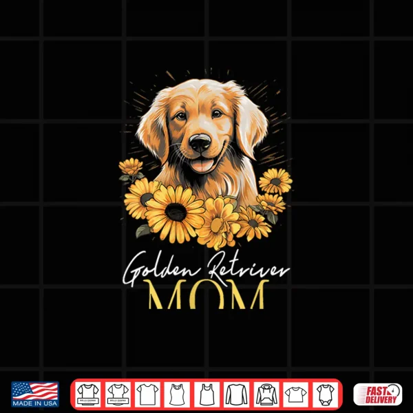 Design Womens Golden Retriever Mom Vintage Flowers Floral Dog Mom Shirt