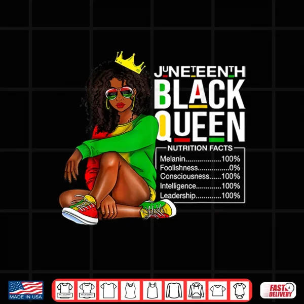 Design Womens Juneteenth Black Queen Nutritional Facts 4th Of July Shirt