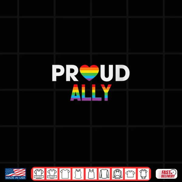 Design Womens Proud Ally LGBT Heart Gay Pride Month Shirt