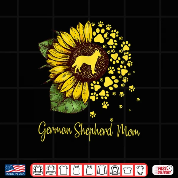 Design Womens Sunflower German Shepherd Mom Dog Lover Gift Shirt