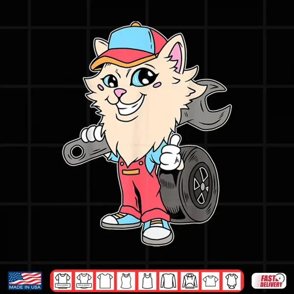 Design Wrench Car Mechanic Persian Cat Shirt