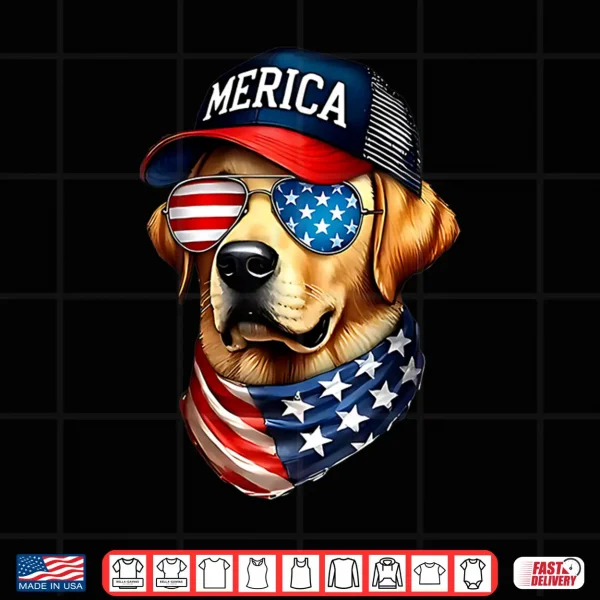 Design Yellow Labrador Retriever 4th of July Merica USA Flag Lab Shirt
