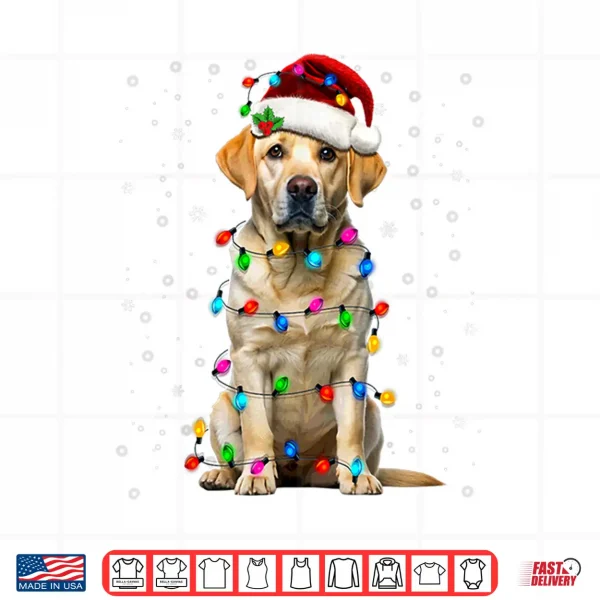 Design Yellow Labrador Retriever Christmas Tree Light Pajama Dog Shirt