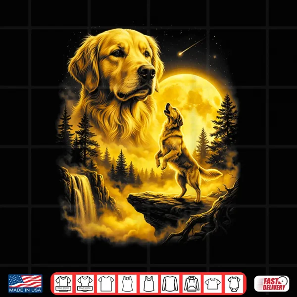 Design Yellow Labrador Retriever Howling to The Moon Art Lab Owner Shirt