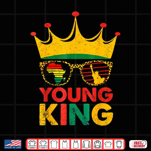 Design Young King Crown African American Kids Boys 1865 Juneteenth Shirt