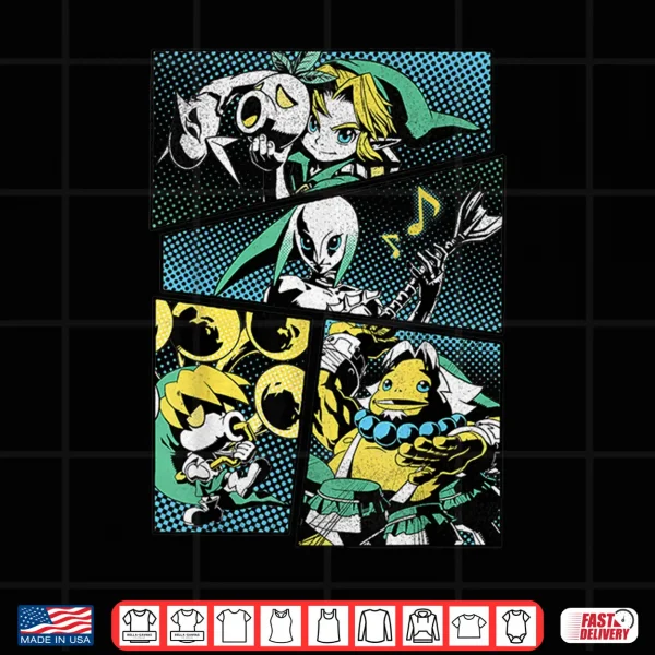 Design Zelda Link Manga Style Comic Panels Shirt