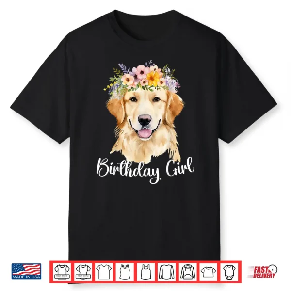 Dog Birthday Girl Golden Retriever Birthday Party Outfit Shirt