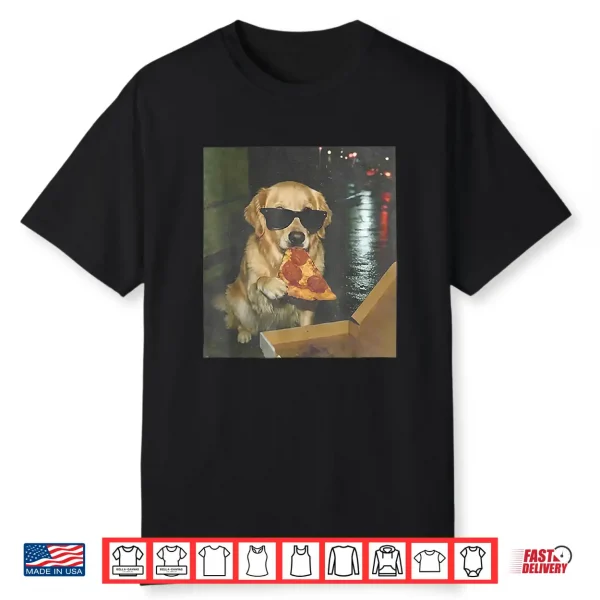 Dog Eating Pizza Golden Retriever Meme Shirt