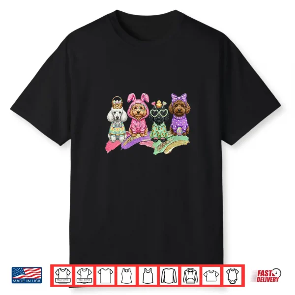 Easter Day Poodle Dog Outfit Bunny Ears Egg Spring Shirt