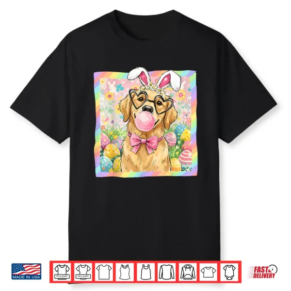Easter Dog Bunny Ear Funny Golden Retriever Easter Bunny Dog Shirt