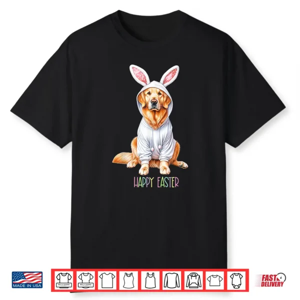 Easter Dog Bunny Spring Golden Retriever Easter Egg Hunting Shirt