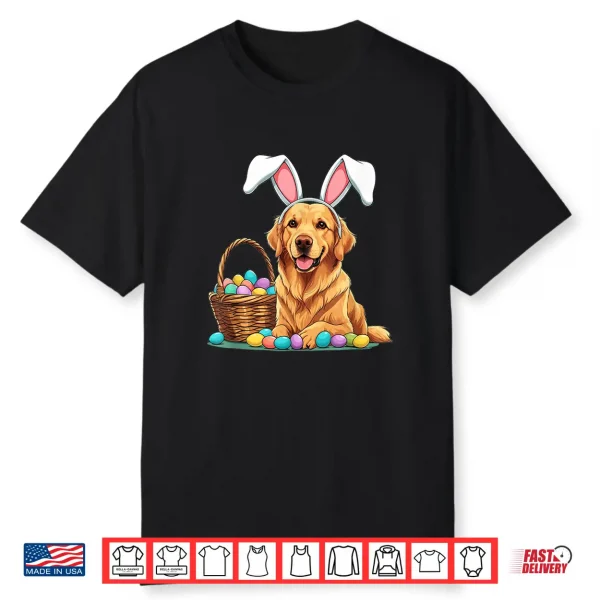 Easter Golden Retriever Dog With Bunny Rabbit Ears Shirt
