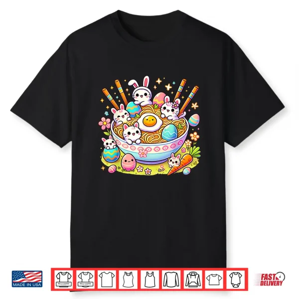 Easter Ramen Cats Cute Anime Happy Easter Day Women Girls Shirt