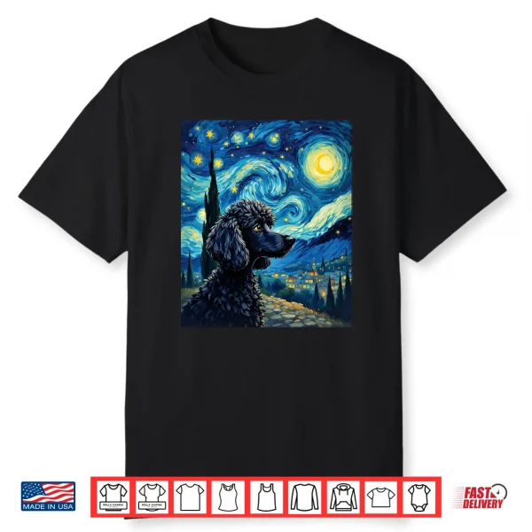 Elegant Poodle Van Gogh Starry Night Graphic Shirt