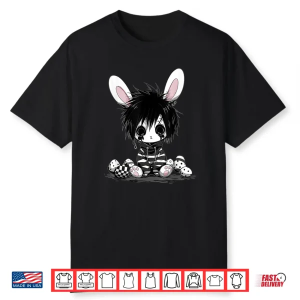 Emo Goth Black Easter Bunny K Pop Boy Girl Teen Grunge Punk Shirt