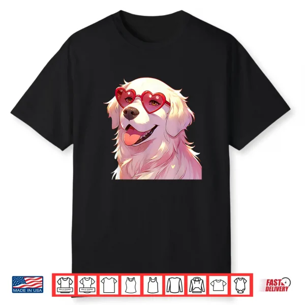 English Cream Golden Retriever Mom Gifts Heart Glasses Love Shirt