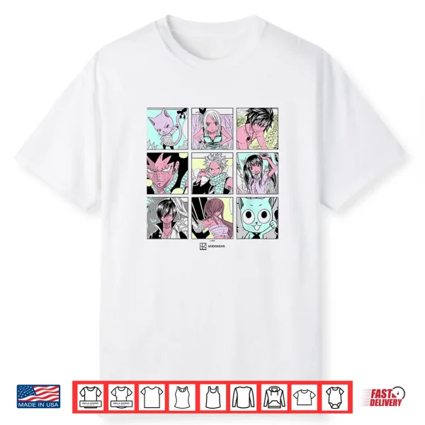 Fairy Tail Main Characters Box Up Retro Manga Panels Shirt