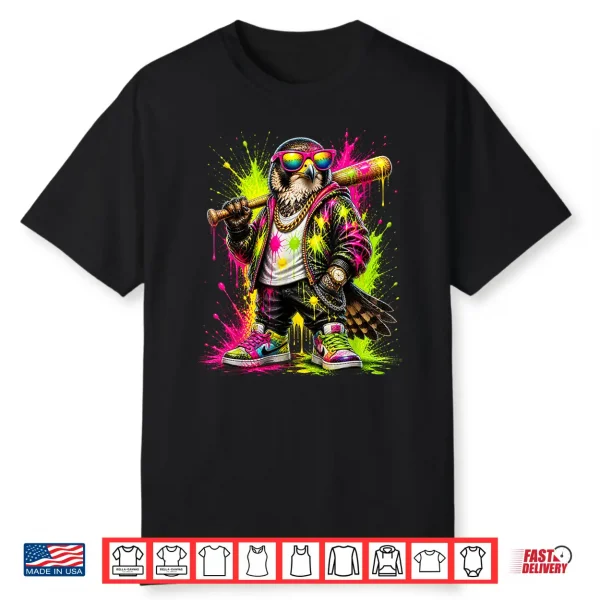 Falcon Baseball Drip Funny Animal Party Sport Cool Graphic Shirt