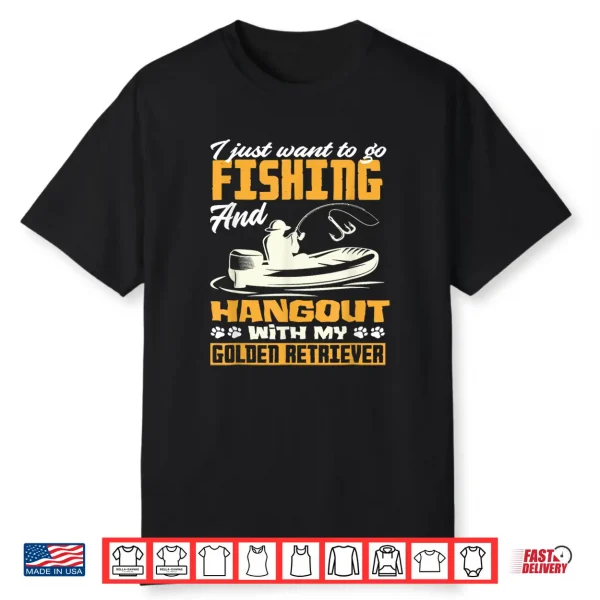 Fishing Golden Retriever Fisherman Dog Lover Dad Father Shirt