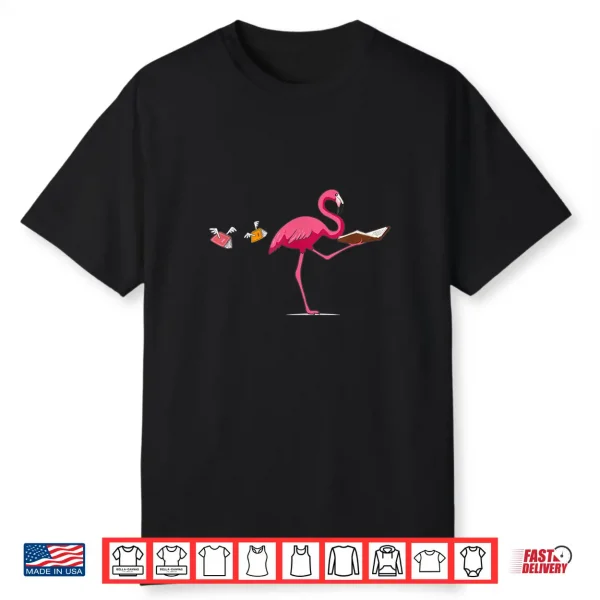 Flamingo With Books I Teacher Student Librarian Bookworm Shirt