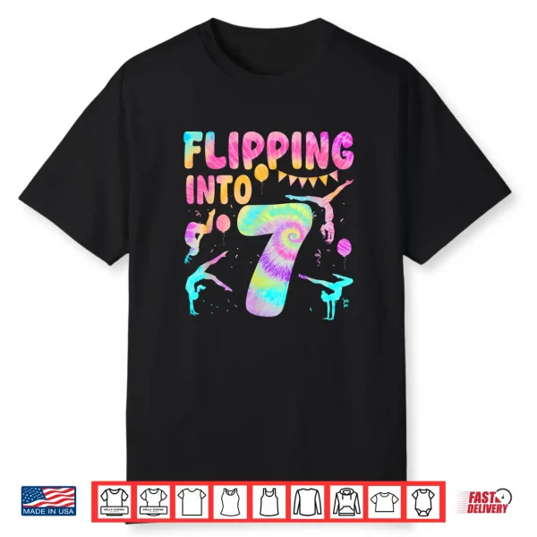 Flipping Into 7 Years Old Birthday Girl Gymnast 7Th Shirt