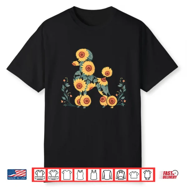 Floral Pattern Sunflower Poodle Lover Shirt