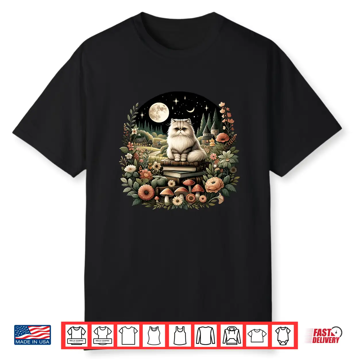 Floral Womens Cottagecore Persian Cat Lover Shirt
