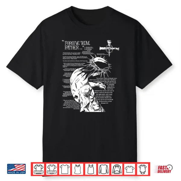 Forgive Them Father Anime Jesus Cross Tee Shirt