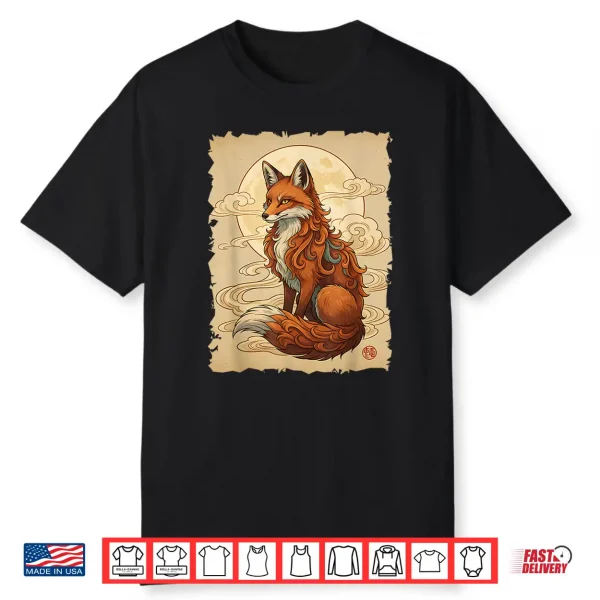 Fox Japanese Art Kitsune Style Kawaii Anime Traditional Fox Shirt