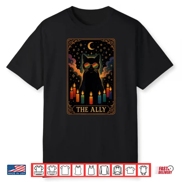 Funny Ally Cat Tarot Card Pride Sunglasses Gay Pride Lgbtq Shirt
